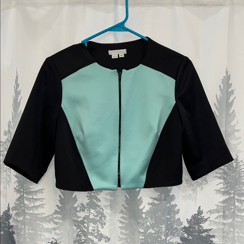 London Times Black and Mint Blazer